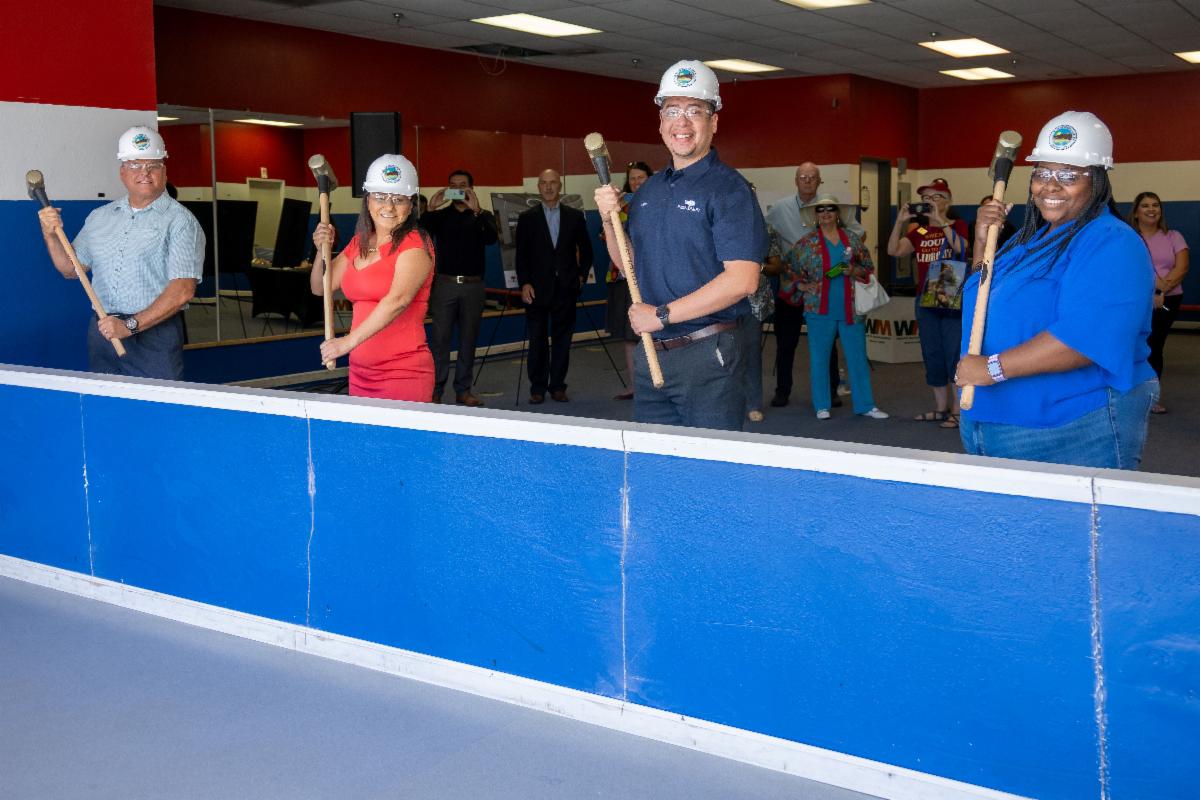 Library demolition with Mayor Ulises Cabrera