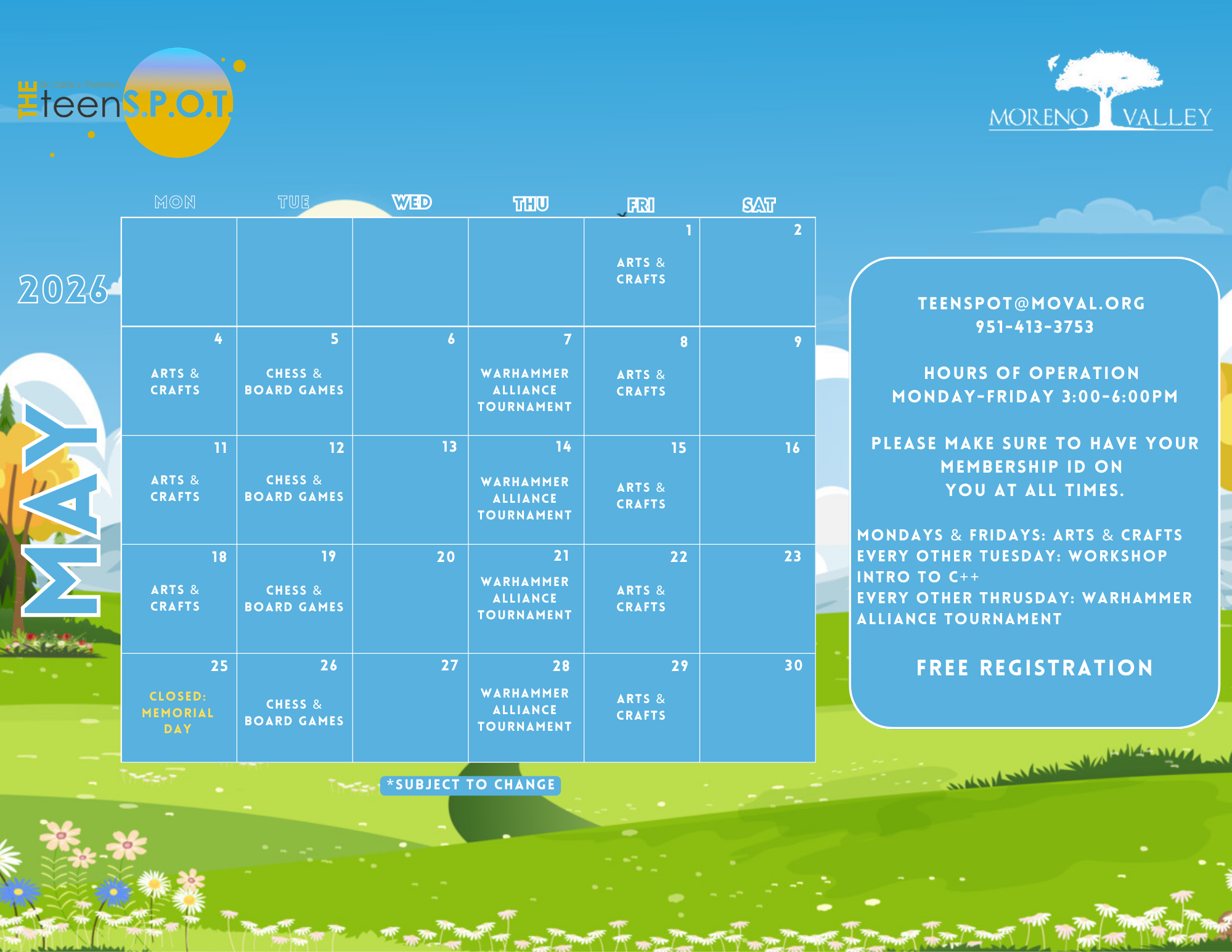 Image of monthly calendar.